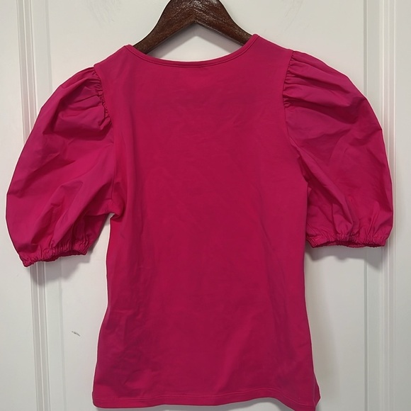 H&M Women’s Pink Puff-Sleeved Crewneck Blouse Top size XS - Picture 5 of 5
